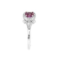 0.90 Ct. Purplish Pink Sapphire and Natural Diamond Antique Style Ring, Platinum 950 Image